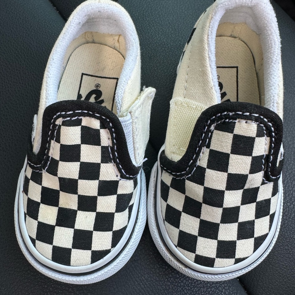 Vans baby Checkered Slip-On Shoes - Black and White